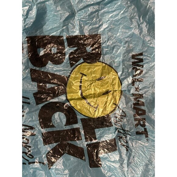 VTG 2000 Roll Back Wal-Mart Smiley Face Blue Plastic Shopping Bag Walmart READ - Picture 3 of 7
